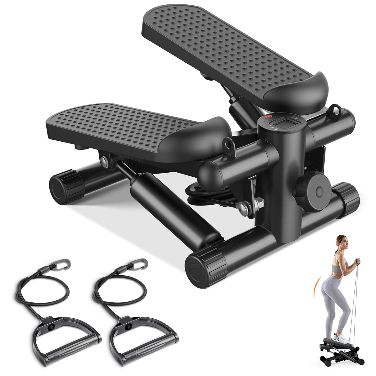 Mini Stepper with Bands Compact Cardio Machine