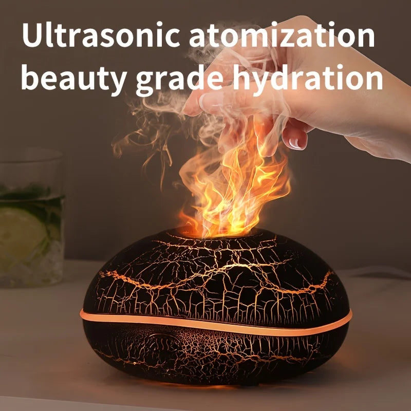 Flame Aroma Humidifier Essential Oil Diffuser Night Light
