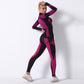 Autumn Color Patchwork Yoga Set Women Gym Clothes Fitness Long Sleeve Top Leggings Suit Push Up Workout New Tracksuit